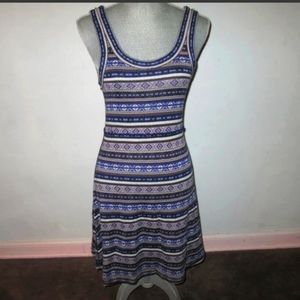 Free People Sweater Dress Fair Isle Nordic Sleeveless Wool Blend Purple Blue